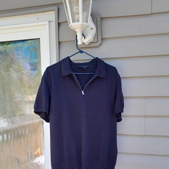 The Mens Store Bloomingdale's Mens XL Navy Polo Shirt Half Zipper - Picture 3 of 6